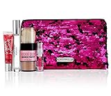 Victoria's Secret Bombshell Pink Diamonds Bling Sequins Bag Gift Set Eau De Parfume Rollerball Lip Gloss Hair Serum and Body Shimmer