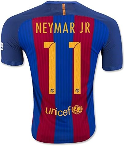 FS Barcelona Messi Neymar Suarez Home Kid Soccer Jersey &amp; Matching Shorts (Latest Season) (Youth M (for age 8-10), #11 Neymar Jr)