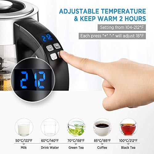 CHULUX Electric Glass Kettle,Variable Temperature Hot Water Boiler with