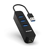 Upgrow 4-Port USB 3.0 HUB with Ethernet Port Converter 4-Port USB 3.0 HUB with 10/100/1000 Gigabit a RJ45 Ethernet Port, Supp