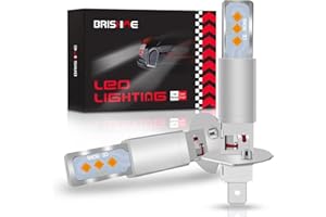 BRISHINE H1 LED Fog Light Bulbs Amber Yellow, Extremely Bright 2525 Chips H1 LED Bulbs for Car Fog Lights, Daytime Running Lights DRL (Pack of 2)