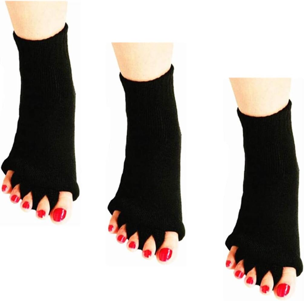 ReachTop 3 Pairs Toe Separator Socks, Cotton Foot Alignment Socks for