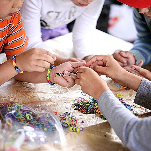 7100+ Rainbow Rubber Bands Mega Refill Kits For Bracelets, Loom Rubber Bands Set Include:6500+ Loom Bands + 600 Clips + 6 Crochet Hooks + 50 Beads + 15 Charms + 3 Tassels +3 Backpack Hook + 3 Hair