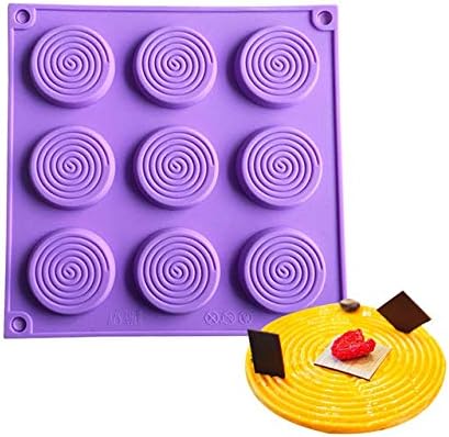 BAKER DEPOT Silicone Mold For Round Cake Jelly Pudding Candy Biscuit Pastry Baking Mould 9 Holes Spiral Shape Random color