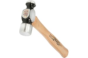 URREA Ball Pein Hammer - 8oz Striking Tool with Forged and Machined Head & Ergonomic Hickory Handle - 1308P , Brown