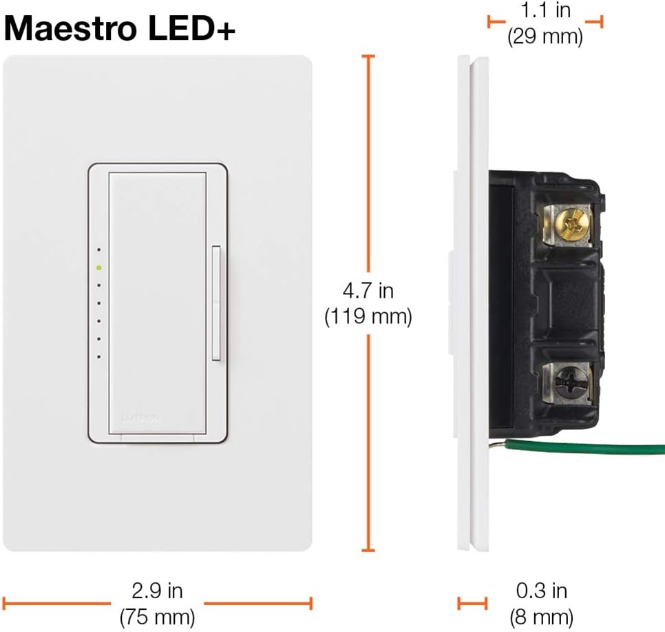 Lutron Maestro LED+ Digital Dimmer Kit for Dimmable LED, Halogen and Incandesent Bulbs | 150-Watt, Multi-Location | MACL-153M-RHW-WH | White - Wall Dimmer Switches - 