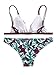 SweatyRocks Women's Sexy Bikini Swimsuit V Neck Fresh Leaves Print Swimwear Set Red L