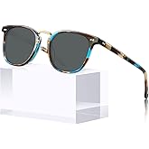 CARFIA Acetate Polarized Sunglasses for Women UV Protection, Retro Eyewears Metal Bridge Brow Ladies Sunnies Trendy Shades