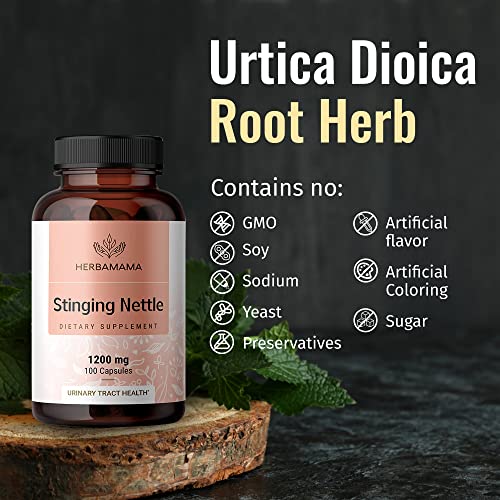 HERBAMAMA Stinging Nettle Root Capsules Organic Stinging Nettle Root