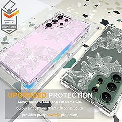 ENDIY Samsung Galaxy S23 Ultra Case Flower Floral