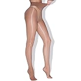 HTRUIYA Women's 5D Shiny Sheer Pantyhose High Waist Shiny Tights Control Top Pantyhose for Women