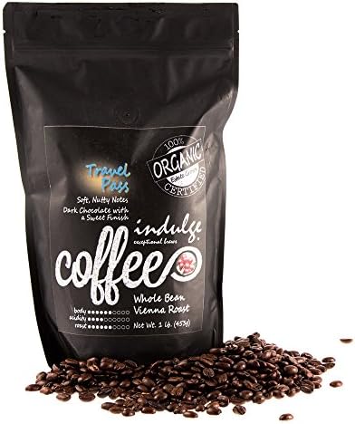Indulge, Premium Organic Vienna Roast (Dark Roast) Coffee, 1 lb (16oz), MOSA Certified Organic (Whole Bean)