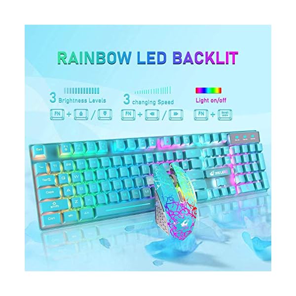 Wireless-Keyboard-Mouse-Combo-Rainbow-Backlit-24G-Rechargeable-Mechanical-Feel-104-Keys-Gaming-Keyboard-2400DPI-6-Buttons-Optical-Rainbow-LED-Gaming-Mouse-Free-Mouse-Pads-Compatible-with-PC Wireless Keyboard Mouse Combo Rainbow Backlit 2.4G Rechargeable Mechanical Feel 104 Keys Gaming Keyboard 2400DPI 6…