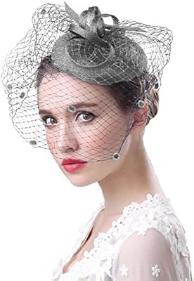 Feather Net Hat Women Wedding Hair Clip Veil Ladies Flower