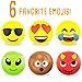 Sol Coastal Beach Ball Set with Emoji Faces: Unique Pool & Birthday Party Gifts or Favors for Teens & Adults: 6 Funny Emojies (12-inch, 12-Pack)