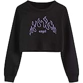 XLXUXU Crop Tops For Girls Kids Cute Aesthetic Cartoon Graphic Sweatshirt Teen long Sleeve T-Shirts