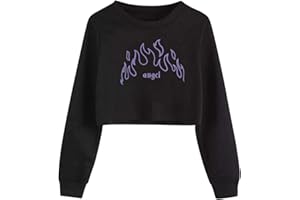 XLXUXU Crop Tops for Girls Kids Cute Aesthetic Cartoon Graphic Sweatshirt Teen Long Sleeve T-Shirts