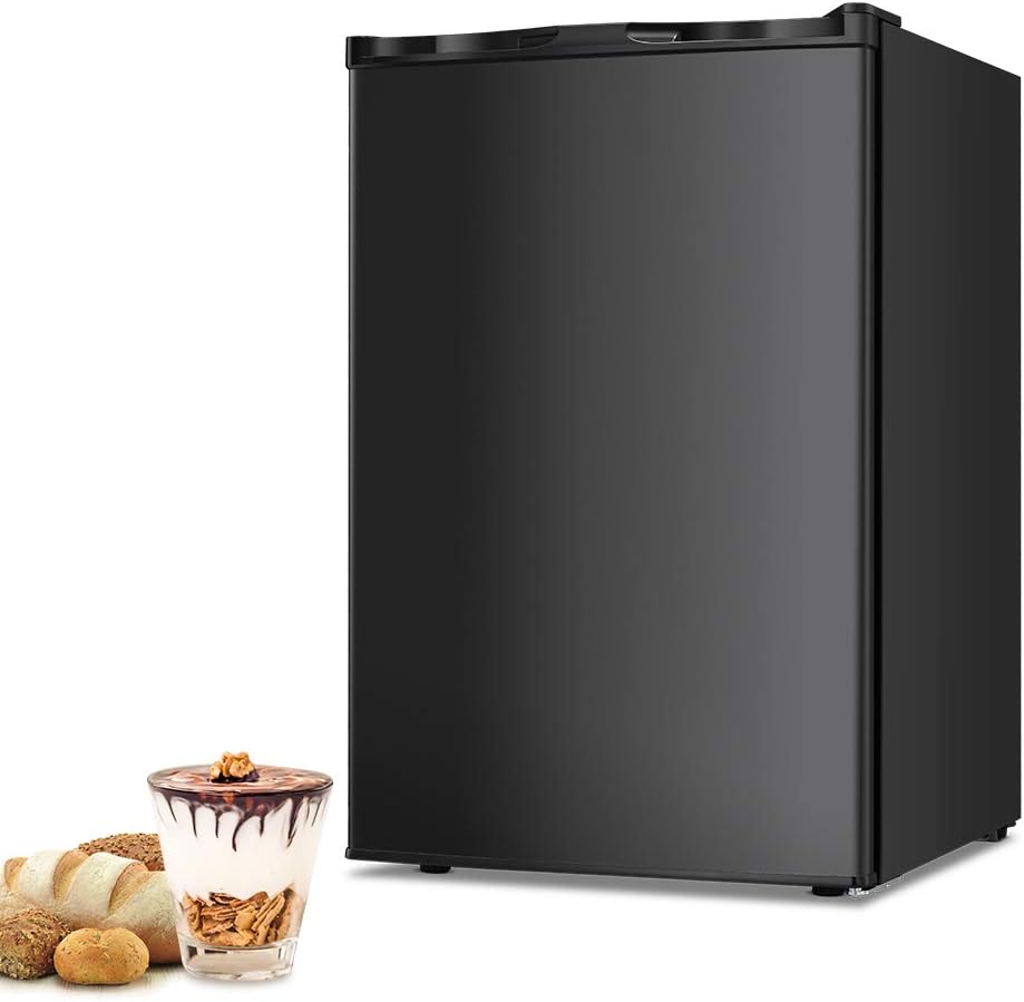Joy Pebble Upright Freezer 3.0 Cubit Feet with Removable Shelf, Adjustalbe Thermostat, Compact Reversible Single Door Vertical Freezers for Home/Hotel/Dorm/Office or Bar (3.0 cu.ft, Black)