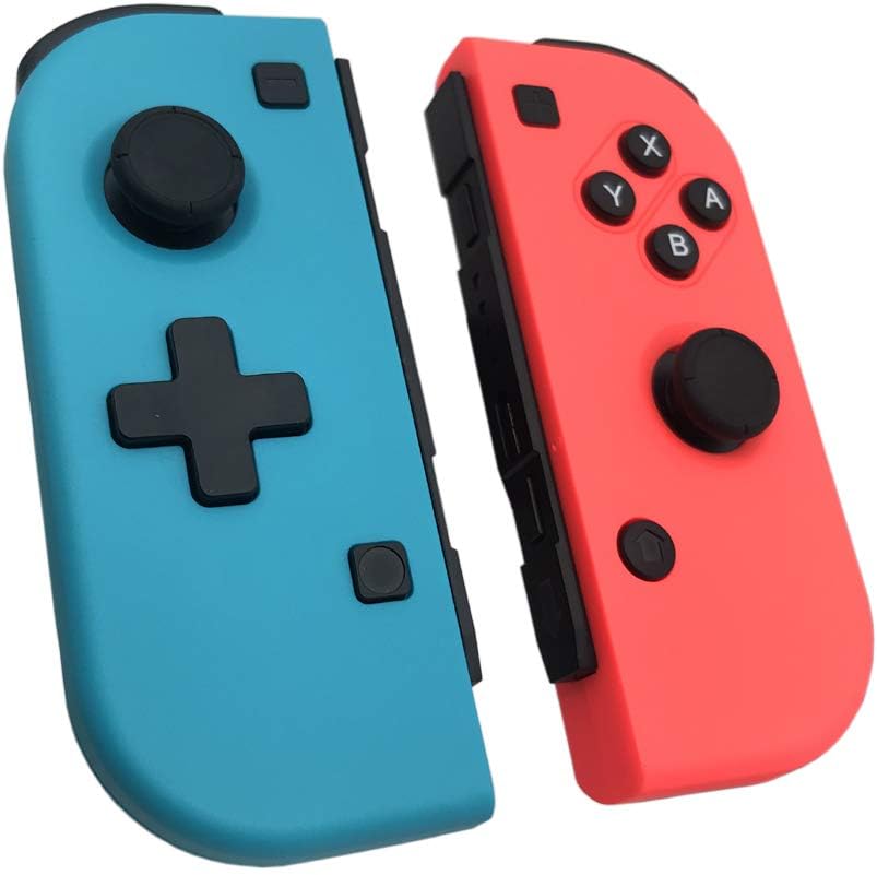 Poulep JoyCon (L/R) Controllers for Nintendo Switch, Wirelss Joy Con Gamepad Supports Gyro Axis and Dual Vibration - Neon Red and Neon Blue