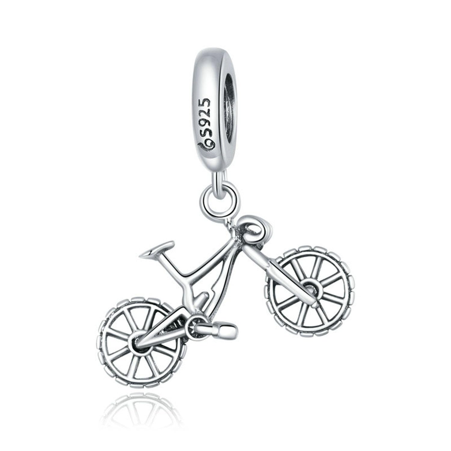 Bike Charm 925 Sterling Silver Bicycle Charm Sport Charm Dangel Charm for Pandora Charm Bracelet (B)