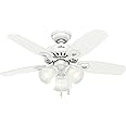 Hunter Fan Company, 52105, 42 inch Builder Snow White Ceiling Fan with LED Light Kit and Pull Chain
