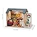 Decdeal DIY Christmas Miniature Dollhouse Kit Realistic Mini 3D Wooden House Room Craft Furniture LED Lights Children's Day Birthday Gift Christmas Decoration (Refined Version, Merry Christmas)