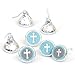 Big Dot of Happiness Little Miracle Boy Blue & Gray Cross - Baptism or BabyShower Round Candy Sticker Favors Labels Fit Chocolate (1 Sheet 108)
