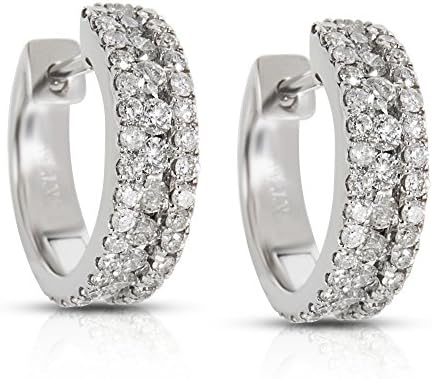 BRAND NEW Diamond Hoop Earrings Channel Set in 14K White Gold (0.98 CTW)