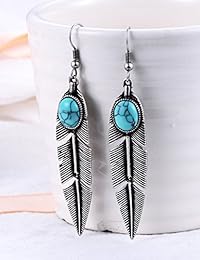 XZP aretes de metal con diseño de tribal de pluma, estilo bohemio, ideal para regalar a una mujer.