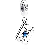 Doyafer Passport Pendant Charms Citizen of The World 925 Sterling Silver Bead Fit Women's Bracelet Necklace Pendant Family Friends Birthday Gift