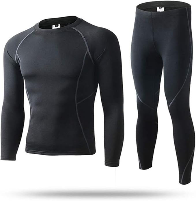Men Thermal Underwear Set Long Fleece Lined Winter Base Layering Sleeve