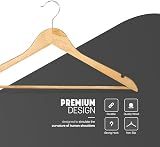 KEPLIN Strong Walnut Wood Hangers 360° Hook, Round Trouser Bar, Notches (20 view 2