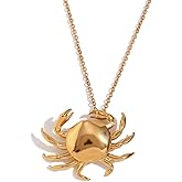 Izpack Cute Crab Pendant Necklace for Women Stainless Steel Sea Animal Claws Adjustable Chain Necklaces Minimalist Jewelry Gifts 18" Chain