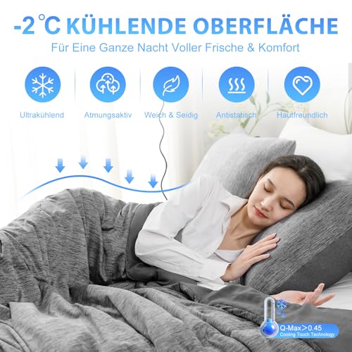 RUMBALUXY Cooling Blanket, Summer Cooling Quilt Q-MAX >0.45 for Night Sweats | Lightweight, Soft and Ultra Breathable Blanket for a Cool Rest, Black, 243 x 259 CM