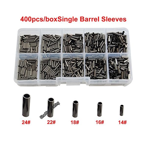 Shaddock-Fishing-50-400pcs-Single-Barrel-Crimping-Sleeves-Fishing-Wire-Leader-Crimps-100-Copper-Tube-Connector-Fishing-Tackle-Kit-Size-06-25mm