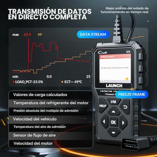 Launch CR529 Diagnosis Interface Code Reader OBD2 Reader and Off Error Light Engine Real Time Data Emissions Test O2 Sensor and EVAP Test
