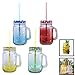 Pack of 4 Mason Jar Mugs with Handle, Color Lids and Plastic Straws 16 Oz ,Each , Old Fashion Drinking Glasses, Glass Drinking Cup ,Dishwasher Safe, Assorted Color Lid (4x16oz+lids+straws)
