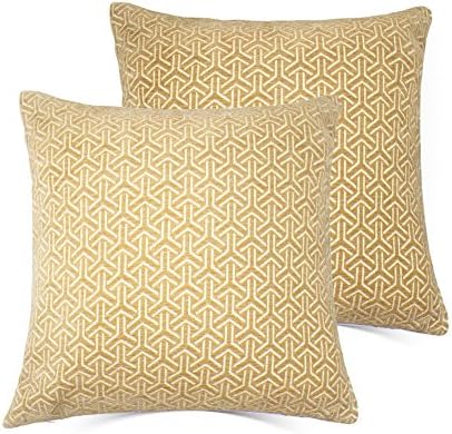 MRNIU Cushion Cover 20x20 Brown Cotton Decorative Throws Pillows Case With Invisible Zipper Set Of 2 50x50cm For Bench Sofa Home Decoration (Stripes-Brown-2pcs)
