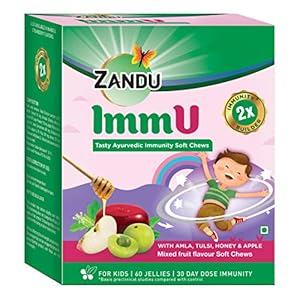 Zandu ImmU Tasty Ayurvedic Soft Chews For Kids | Immunity Booster For Children | Rich In Goodness Of Amla, Tulsi, Apple…