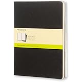 Moleskine Cahier Journal (Set of 3), Extra Large, Plain, Black, Soft Cover (7.5 x 10)