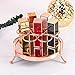 Simmer Stone Lipstick Organizer, 7 Slot Lip Gloss Holder with Mirrored Base, Metal Makeup Organizer Display Rack for Lipsticks, Nail Polishes and Essential Oils (Rose Gold)