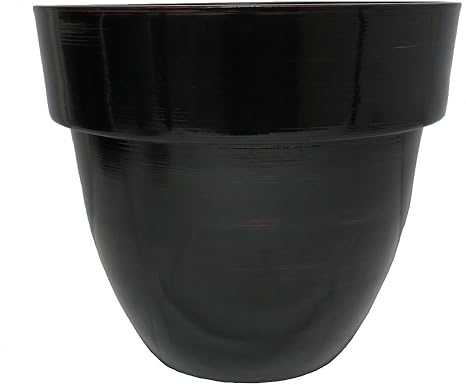 Decoline Flower Pot Lightweight Round Indoor Outdoor Various Sizes And Colours Material Construction Flower Pot Planter Plant Pot Black 30 5 X 26 Cm Amazon De Garden