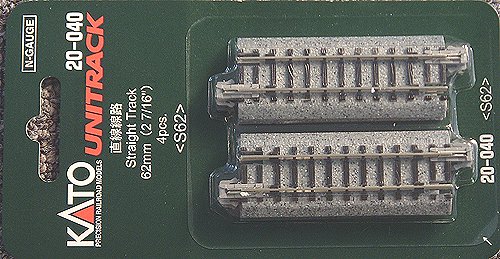 Kato N Scale Unitrack 2 7/16" 62mm Straight Track 4 Pack KA-20-040