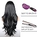 Fyonas Hair Long Wavy Lace Front Wigs for Women Natural Looking Wave Guleless Wig Half Hand Tied Heat Resistant Synthetic Fiber (24 Inch,Black Color)