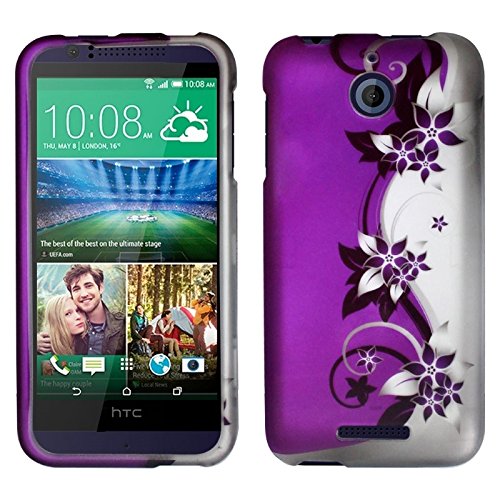 Zizo HTC Desire 510 Rubberized Hard Snap-On Cover - Retail Packaging - Purple/Silver