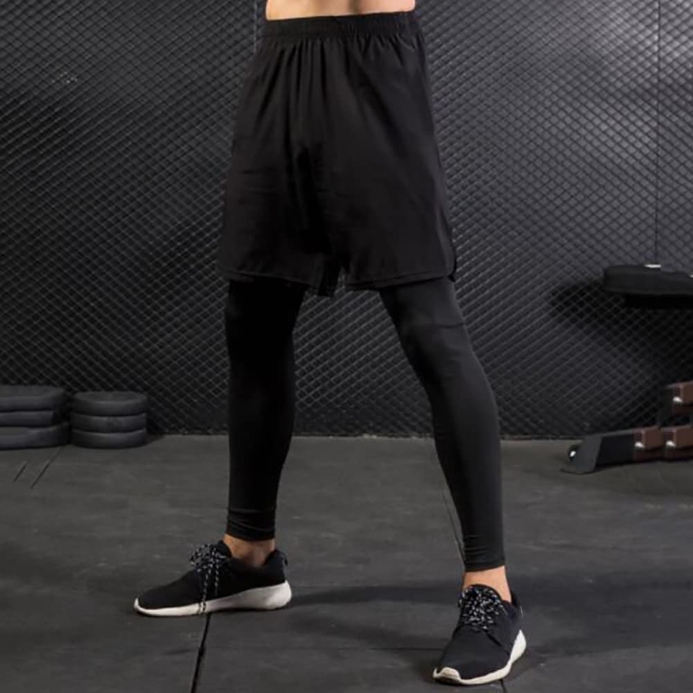 TopTie Men's 2 in 1 Running Pants, Basketball