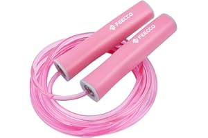 FEECCO FITNESS FEECCO Jump Rope for Kids, Pink and Blue Colored Jump Ropes for Girls and Boys 3~12 Years Old, with Adjustable Length Rope and Skin Friendly Silicone Handles