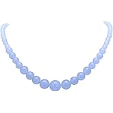 Pearl Miner Blue Agate Beads Graduated Strand Necklace for Women, 18 Inches