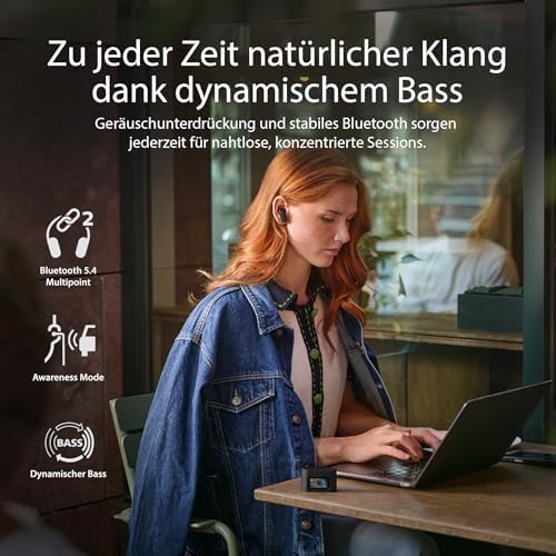 TAT6100BK True Wireless In-Ear Kopfhörer mit Smart-Ladecase – Noise Cancelling, 4 Mikrofone, dynamischer Bass, 28 Std. Laufzeit, Bluetooth 5.4, IPX5, Touch-Steuerung – Schwarz