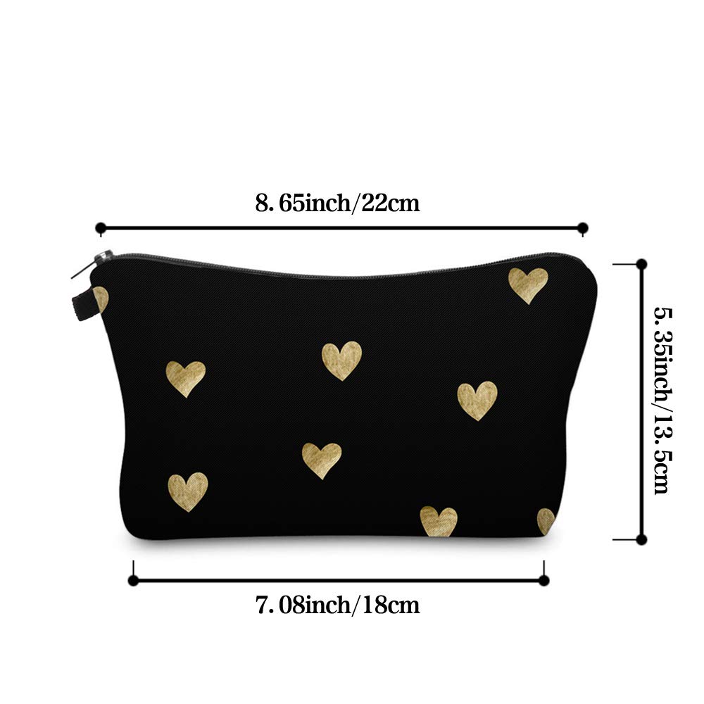 Aiphamy Cute Travel Makeup Bag Cosmetic Bag Small Pouch Gift for Women (Brushed Gold Heart)